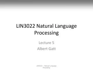 LIN3022 Natural Language Processing