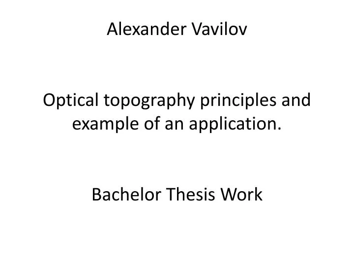 alexander vavilov optical topography principles and example of an application bachelor thesis work