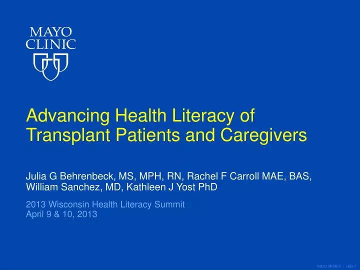 advancing health literacy of transplant patients and caregivers