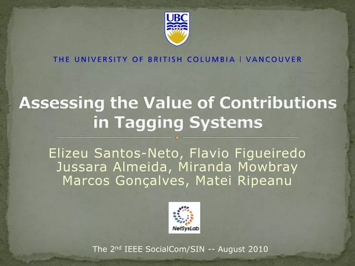 assessing the value of contributions in tagging systems