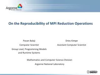 On the Reproducibility of MPI Reduction Operations