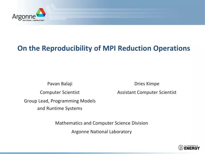 on the reproducibility of mpi reduction operations