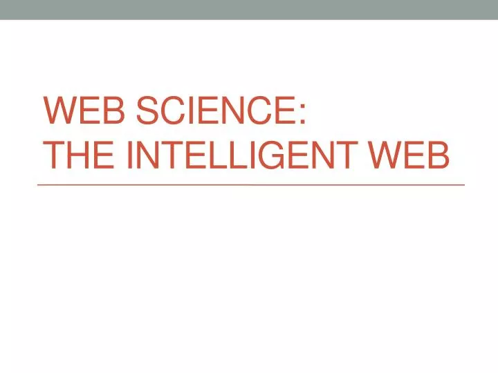 web science the intelligent web