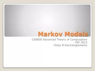 Markov Models