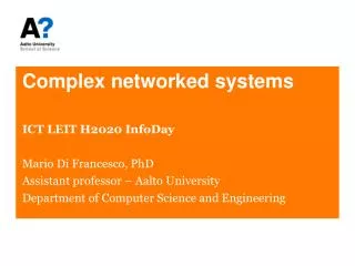 complex networked systems