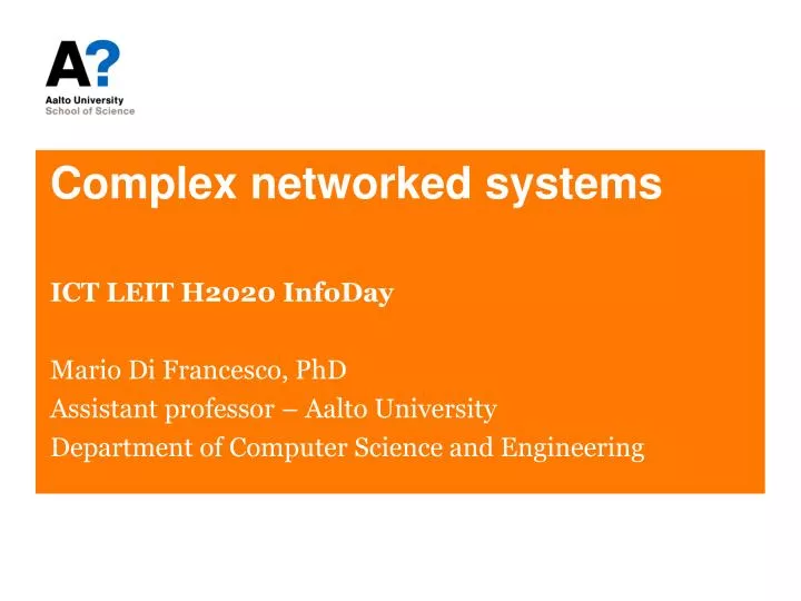 complex networked systems