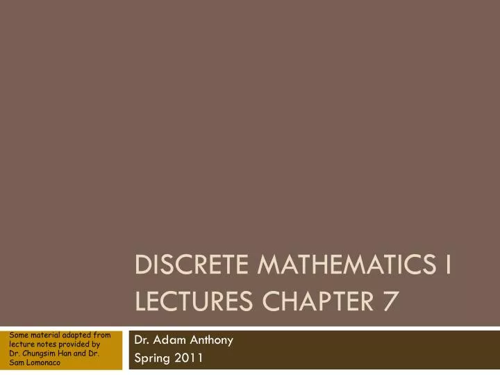 discrete mathematics i lectures chapter 7