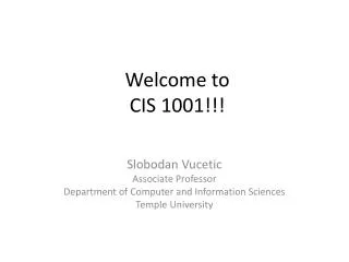 Welcome to CIS 1001!!!