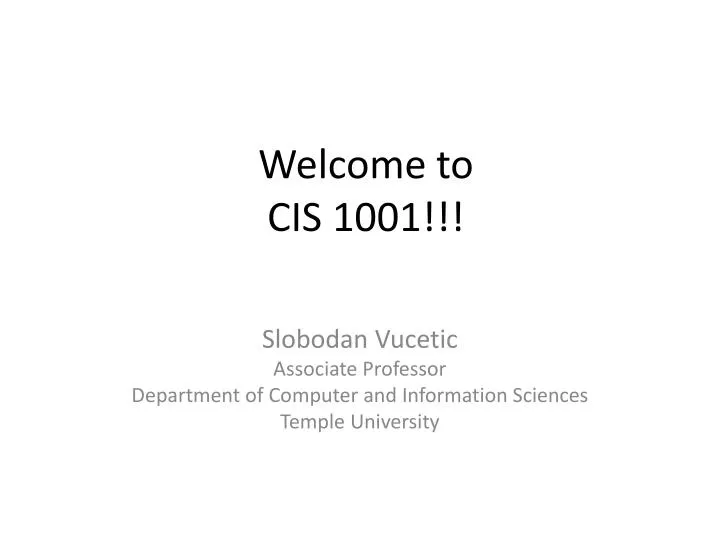 welcome to cis 1001