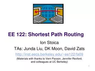 EE 122 : Shortest Path Routing