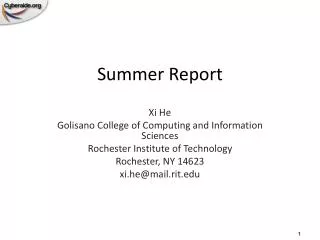 Summer Report