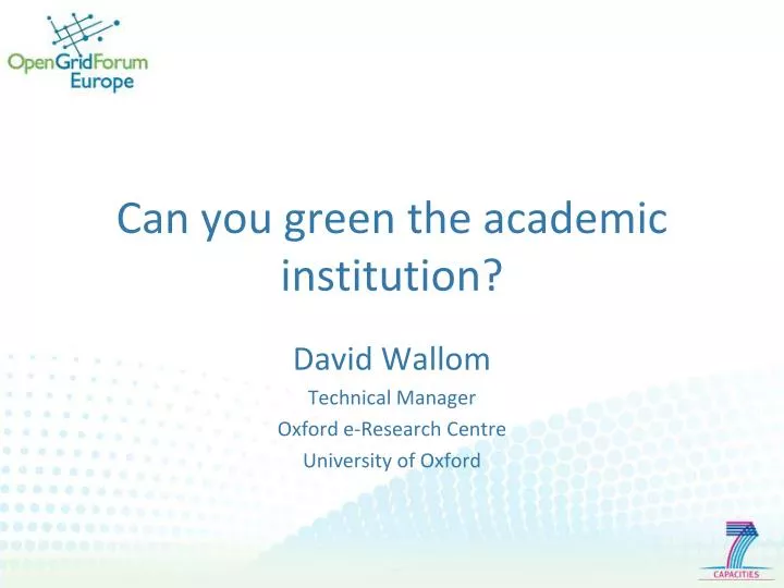 can you green the academic institution