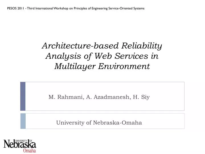 architecture based reliability analysis of web services in multilayer environment