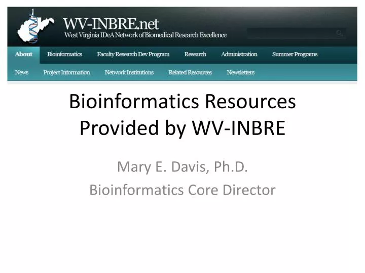 bioinformatics resources provided by wv inbre