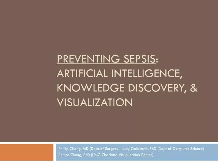 preventing sepsis artificial intelligence knowledge discovery visualization