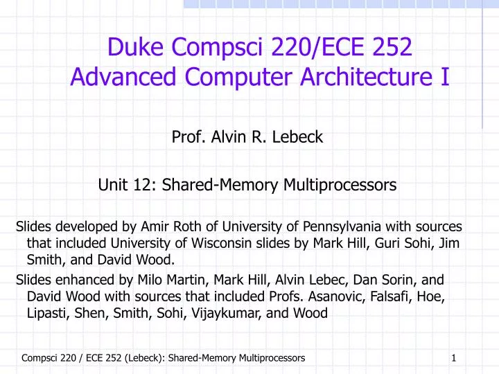 duke compsci 220 ece 252 advanced computer architecture i