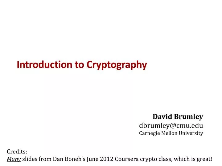 introduction to cryptography