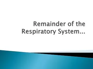 Remainder of the Respiratory System...