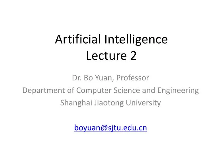artificial intelligence lecture 2