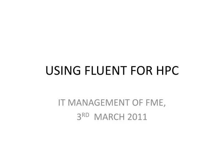 using fluent for hpc