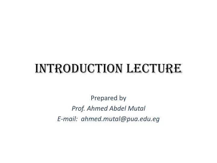 introduction lecture