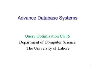 Advance Database Systems