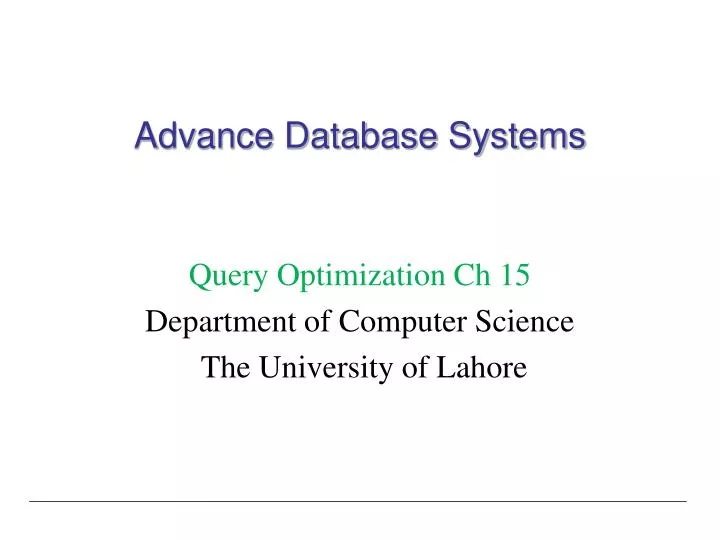 advance database systems