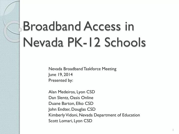 broadband access in nevada pk 12 schools