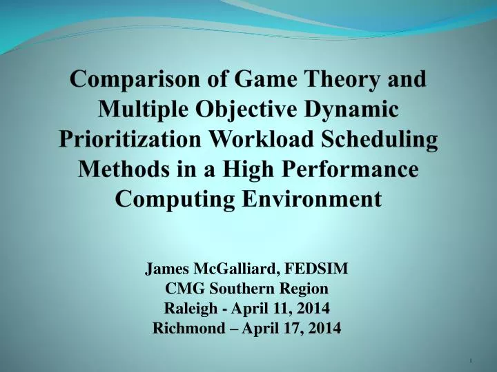 james mcgalliard fedsim cmg southern region raleigh april 11 2014 richmond april 17 2014