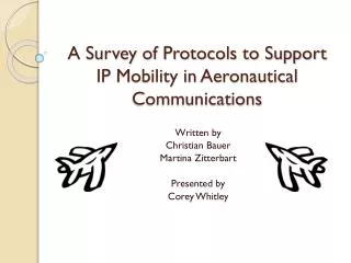 A Survey of Protocols to Support IP Mobility in Aeronautical Communications