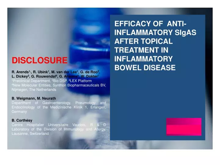 efficacy of anti inflammatory si g as after topical treatment in inflammatory bowel disease