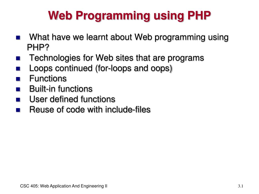 PPT - Web Programming using PHP PowerPoint Presentation, free download ...