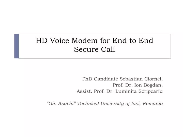hd voice modem for end to end secure call