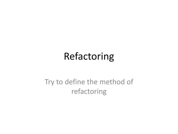 refactoring