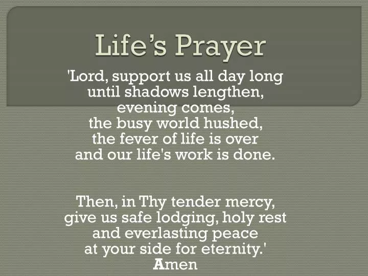 life s prayer