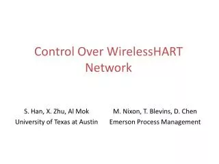 Control Over WirelessHART Network