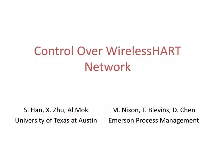 control over wirelesshart network
