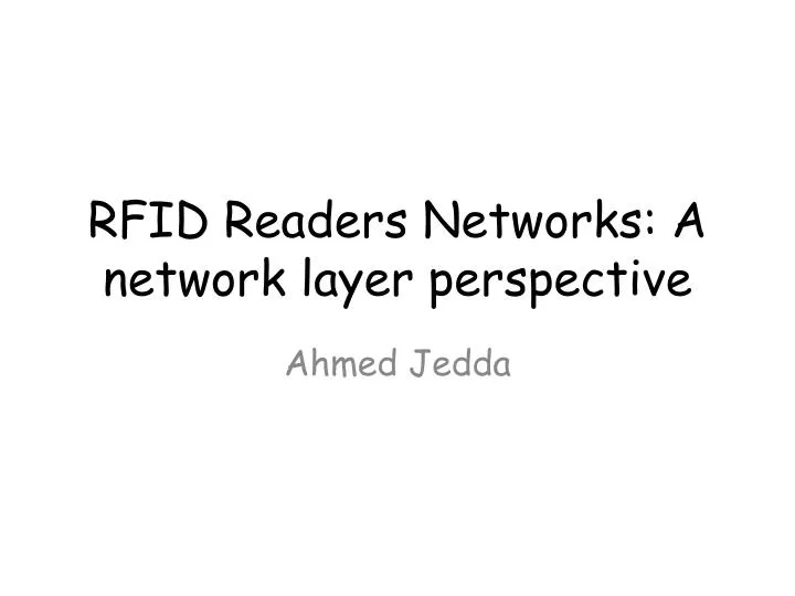 rfid readers networks a network layer perspective