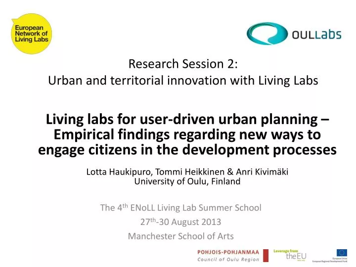 research session 2 urban and territorial innovation with living labs