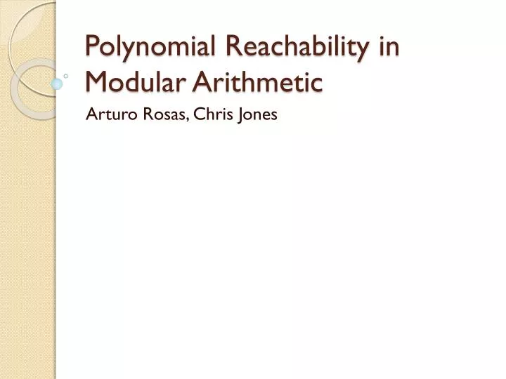 polynomial reachability in modular arithmetic