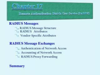 Chapter 17 Remote Authentication Dial-In User Service (RADIUS)
