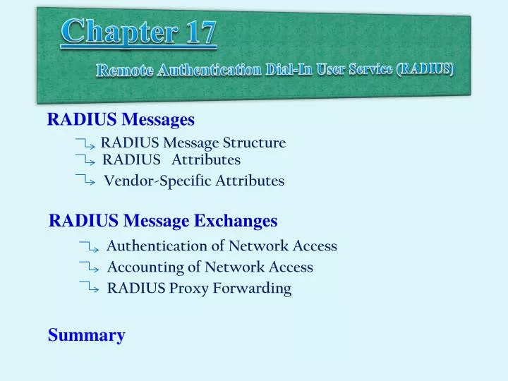 chapter 17 remote authentication dial in user service radius