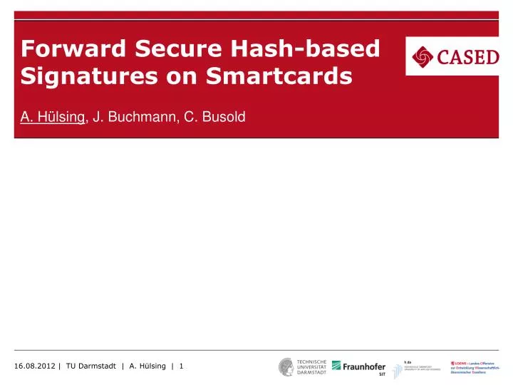 forward secure hash based signatures on smartcards