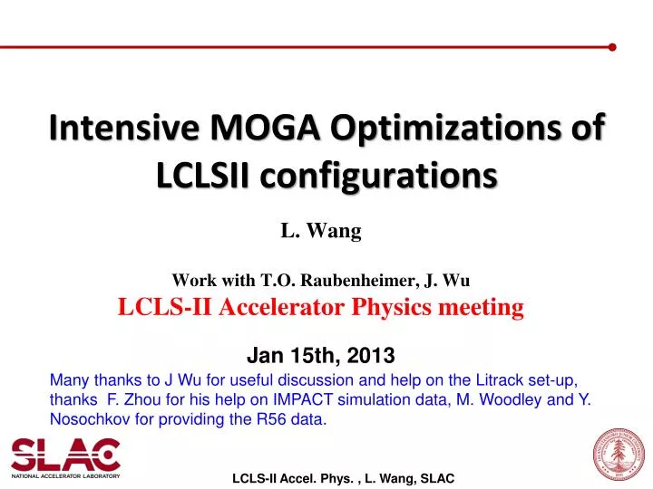intensive moga optimizations of lclsii configurations