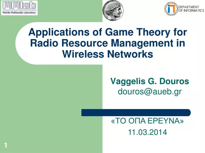 applications of game theory for radio resource management in wireless networks