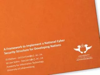 A Framework to Implement a National Cyber Security Structure for Developing Nations