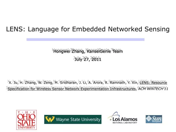 lens language for embedded networked sensing