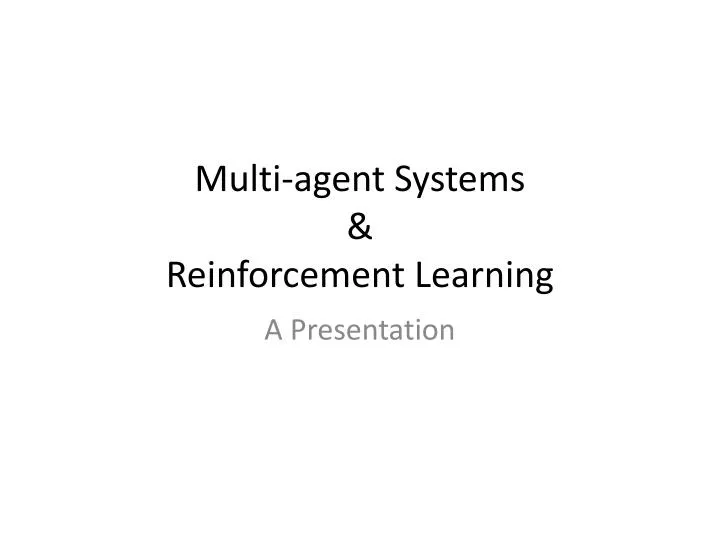multi agent systems reinforcement learning