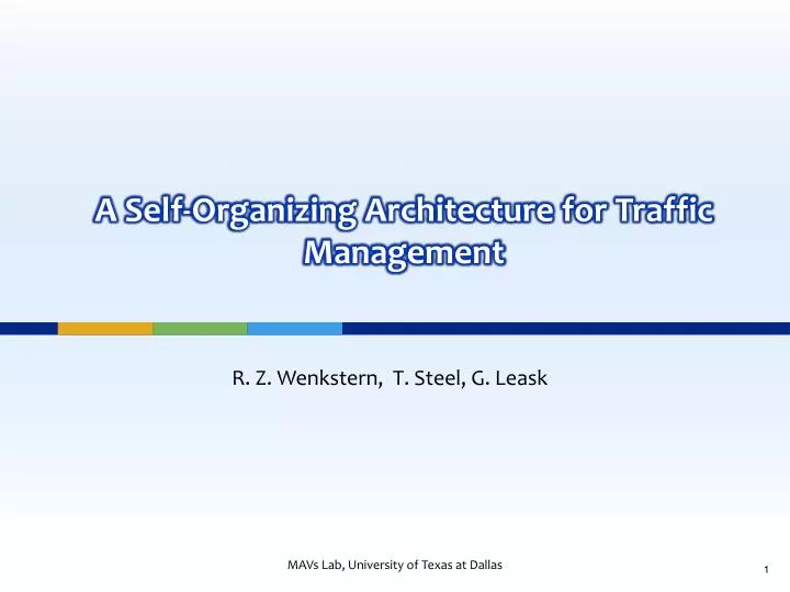 a self organizing architecture for traffic management
