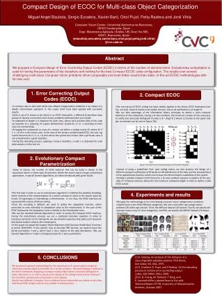 Compact Design of ECOC for Multi-class Object Categorization